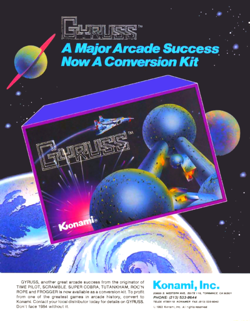 Gyruss (Centuri) Arcade Game Cover